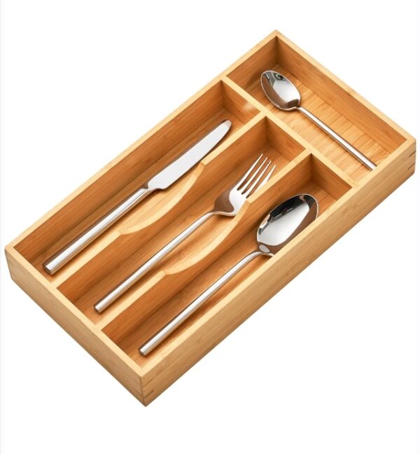 Umilife Bamboo Kitchen Drawer Organizer, 7 Inch Silverware Utensils Tray Holder for Small Drawer, Wood Caddy for Flatware Cutlery Knives | EZ Auction