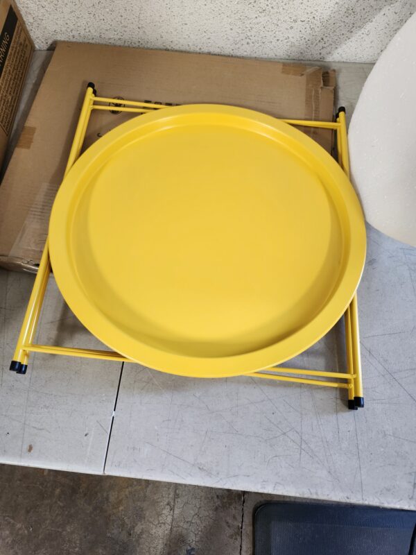 Garden 4 you Metal Round End Table, Yellow, Foldable, 18.5 x 19.4 inches, Indoor-Outdoor Use | EZ Auction