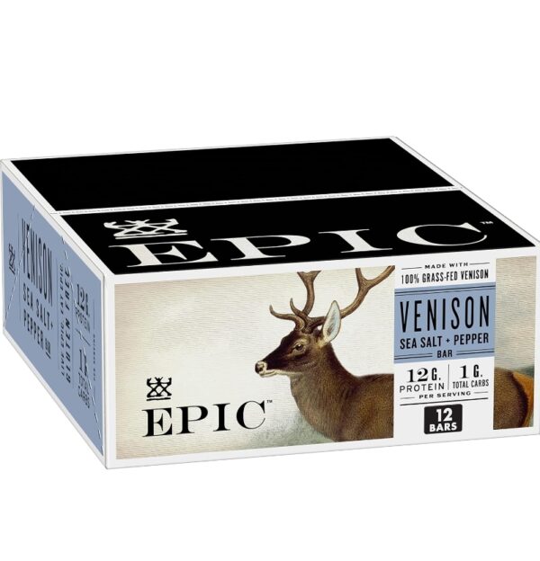 EXPIRE 123/24/2024* EPIC Venison Sea Salt & Pepper Bars, Keto Friendly, Gluten Free, 12 ct | EZ Auction