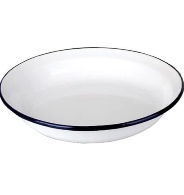 IBILI "Blanca Enamelled Steel Dish, White/Blue, 24 x 4 cm | EZ Auction