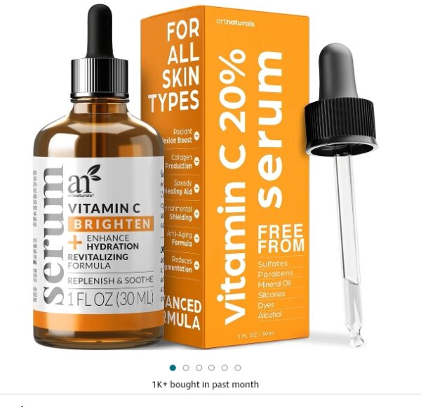 artnaturals Anti-Aging Vitamin C Serum - (1 Fl Oz / 30ml) - with Hyaluronic Acid and Vit E - Wrinkle Repairs Dark Circles, Fades Age Spots and Sun Damage - Enhanced 20% Vitamin C | EZ Auction