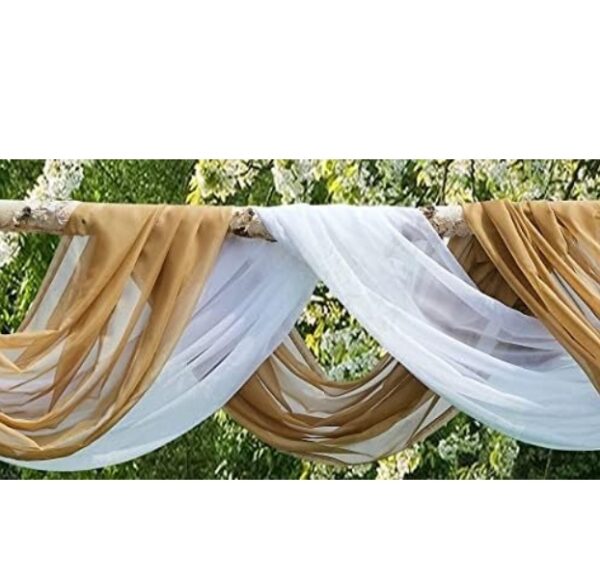 WARM HOME DESIGNS 4 Yards Long Caramel Gold Fabric by The Yard. 55" Wide Sheer Bulk Fabric for Bed Canopy Curtains, Wedding Arch Decorations, Window Scarves or Curtain Backdrop. AF Gold 144" | EZ Auction