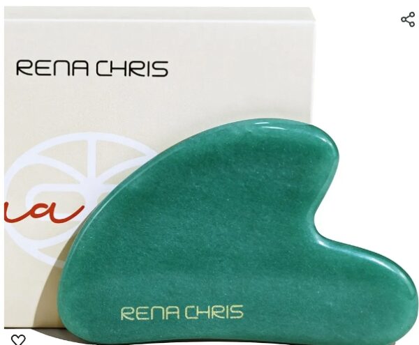 Rena Chris Gua Sha Facial Tools, Natural Jade Stone Guasha, Manual Massage Sticks for Jawline Sculpting and Puffiness Reducing, Scraping Massage Tool, Skin-Care Gift (Green) | EZ Auction