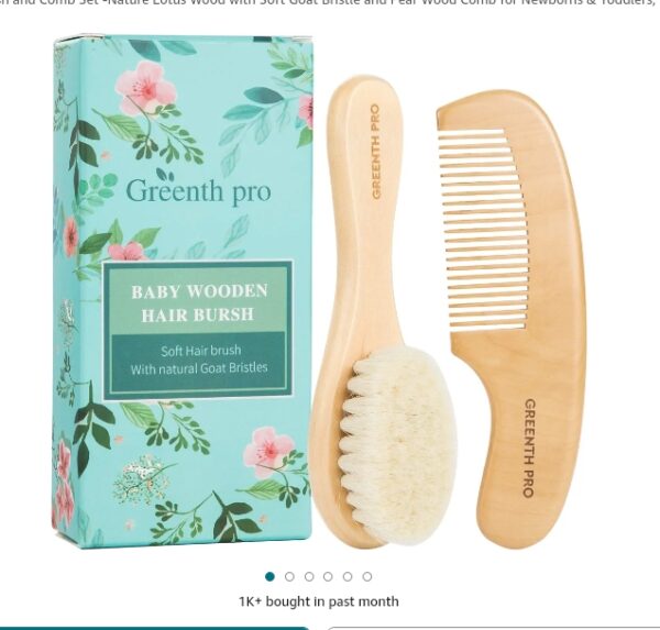 Baby Hair Bush and Comb Set -Nature Lotus Wood with Soft Goat Bristle and Pear Wood Comb for Newborns & Toddlers, Ideal for Cradle Cap | EZ Auction