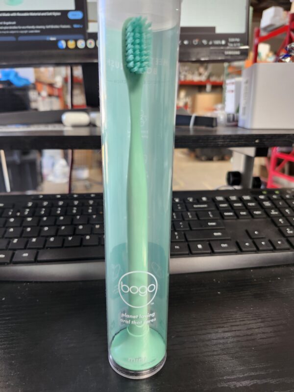 Bogobrush Reusable Toothbrush and Stand Made with Reusable Material and Soft Nylon Bristles in Mint Green | EZ Auction