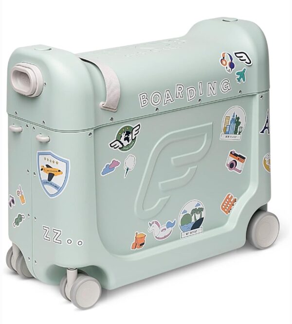 JetKids by Stokke BedBox, Green Aurora - Kid's Ride-On Suitcase & In-Flight Bed - Help Your Child Relax & Sleep on the Plane - Approved by Many Airlines - Best for Ages 3-7 | EZ Auction