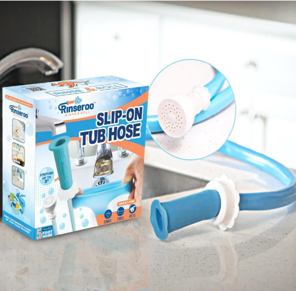 Rinseroo Tub Hose: No-install, Ultra Flex Hose Slips On to Spout for Hair Washing, Baby or Dog Bath. Bathtub Showerhead Attachment. Shower Adapter Faucet. Fits All Spouts Up 3'' Wide | EZ Auction