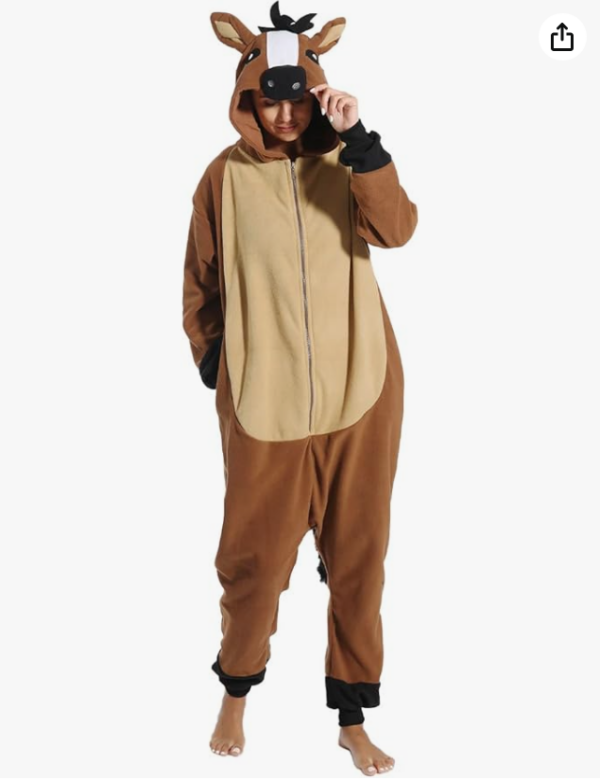 *** MEDIUM***Adult Horse Onesie Pajamas Animal Cosplay Homewear Sleepwear Jumpsuit Costume for Women Men Girls Boys Teens | EZ Auction