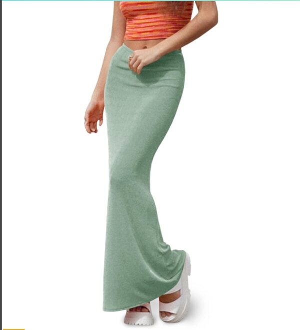 ***SIZE M***Wenrine Women's Knit Long Skirts Casual Stretchy High Waist Trendy A Line Solid Maxi Skirt | EZ Auction