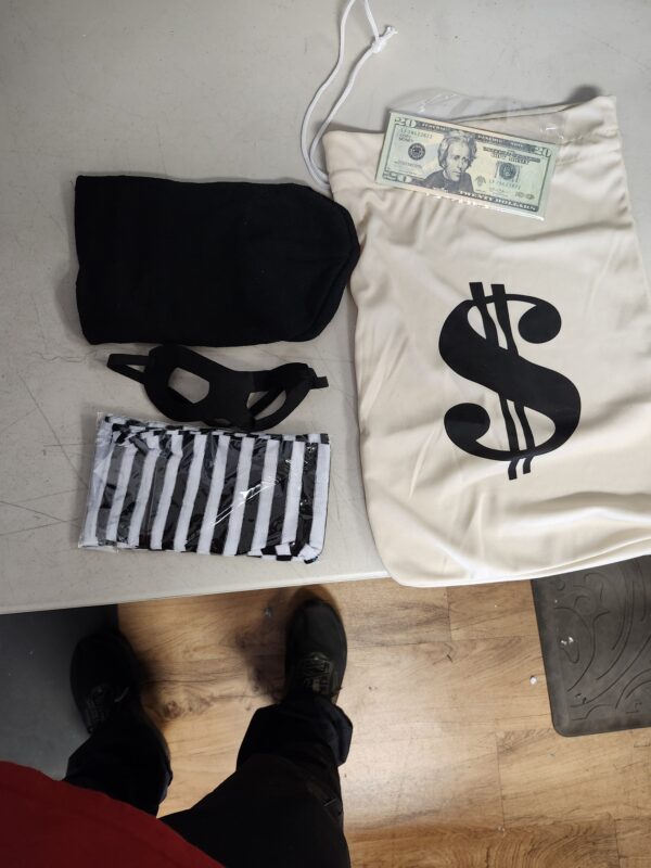 ***SIZE S***Seeing Red Robber & Money Bag Costume for Adults | EZ Auction