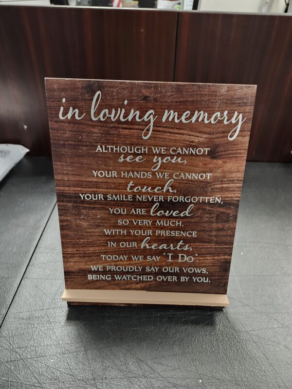 Chunful Memorial Table Sign for Wedding, Acrylic Wooden Wedding Reception Signs, Sympathy Gift in Loving Memory Wedding Sign, Wedding Memorial Signs for Wedding Gift Anniversaries Reunions(Classic) | EZ Auction