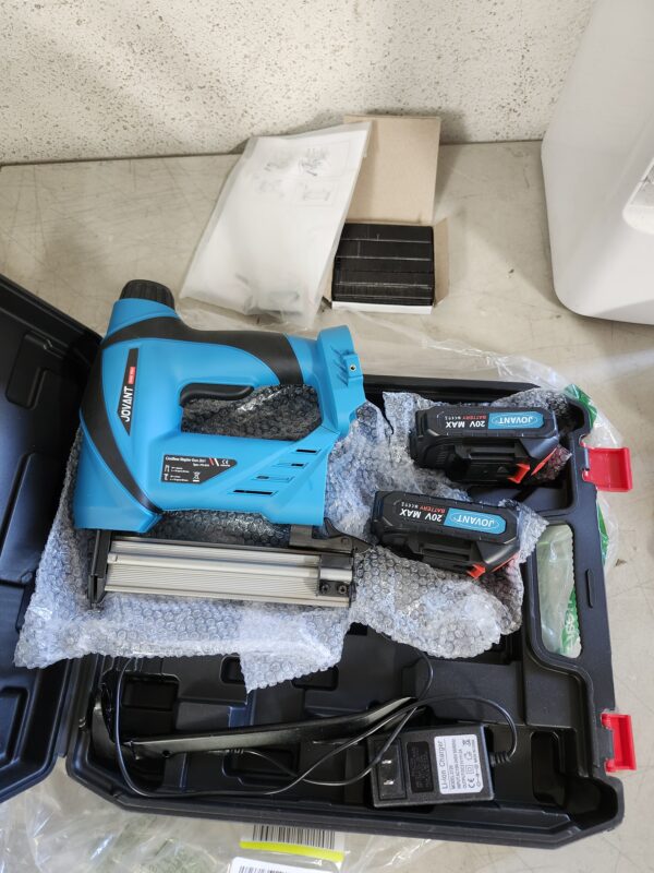 Nail Gun Battery Powered, Electric Nail Gun with 1/5'' Narrow Crown Staples and 18G Nails 2784 pcs, 20V 2 in 1 Nail Gun with Staple Remover, Cordless Brad Nailer with 2 * 2.0Ah Li-ion Battery | EZ Auction