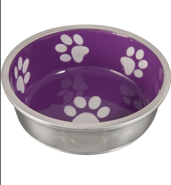 Loving Pets - Le Bol Dog Food Water Bowl Enamel Ceramic Bowl No Tip Stainless Steel Pet Bowl No Skid Spill Proof (Small, Charcoal Gray) | EZ Auction