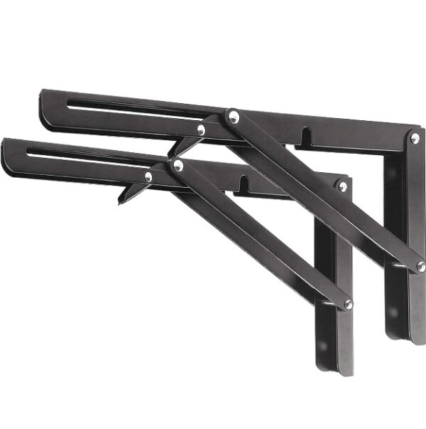 Folding Shelf Brackets - Heavy Duty Metal Collapsible Shelf Bracket for Bench Table, Shelf Hinge Wall Mounted Space Saving DIY Bracket, Max Load: 150 lb 2 PCS (10 Inch, Black) | EZ Auction