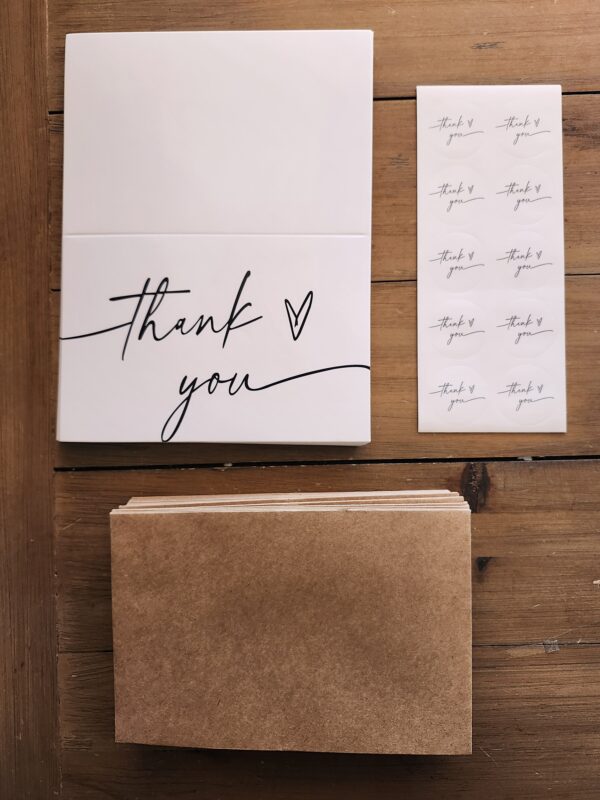 Thank You Cards with Envelopes 4 x 6, Minimalistic Design, Thank You Notes with Envelopes Set for Baby Shower, Wedding, Small Bussiness, Graduation,Bridal Shower,Bulk Pack of 30 (White) | EZ Auction