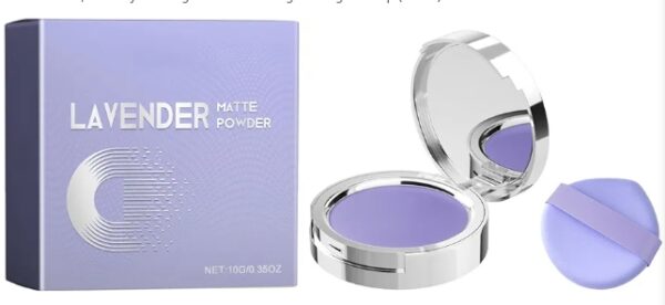 Lavender Matte Powder,Lavender Matte Powder Oil Control,Oil Control Face Pressed Powder with Mini Powder Puff,For Silky Blurring Oil Control Long-Lasting Makeup (1 PCS) | EZ Auction