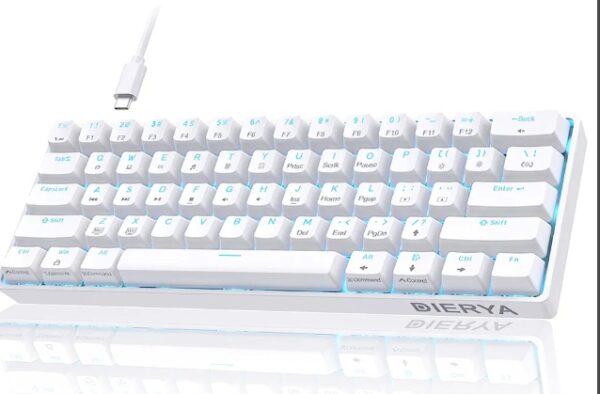 DIERYA 60% Mechanical Keyboard, DK61se Wired Gaming Keyboard with Red Switches, LED Backlit Ultra-Compact 61 Keys Mini Office Keyboard for Windows Laptop PC Gamer Typist（White） | EZ Auction