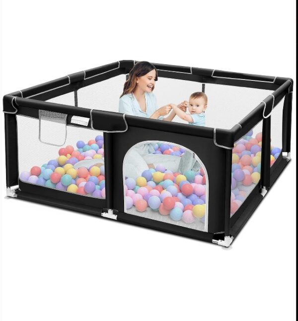 Suposeu Baby Playpen, Sturdy and Safety Playard with Soft Breathable Mesh, Indoor and Outdoor Baby Fence, Portable Playpen for Babies and Toddlers, Black | EZ Auction