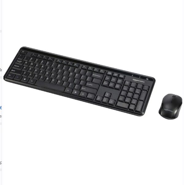 Amazon Basics 2.4GHz Wireless Computer Keyboard and Mouse Combo, Quiet and Compact US Layout (QWERTY), Black | EZ Auction