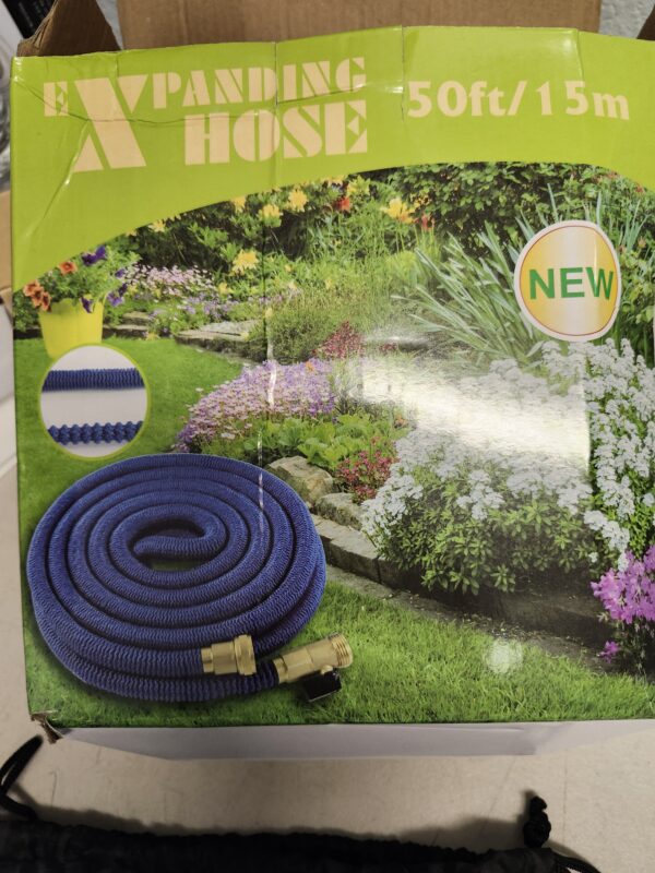 Expandable Garden Hose 50 ft, 2024 New Flexible Water Hose 50ft with 10 Function Spray Nozzle, 3/4" Leakpoof Solid Brass Fittings, Expanding Double Latex Core, Lightweight, No Kink, No Tangle | EZ Auction