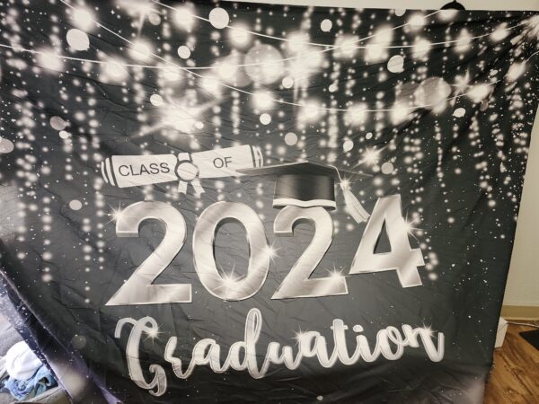 MEHOFOND 10x7ft Class of 2024 Graduation Backdrop Black Silver Graduation Photography Backdrop Congrats Grad Prom Party Decoration Banner Glitter 2024 Graduation Backdrop Party Decor Photo Studio Prop | EZ Auction