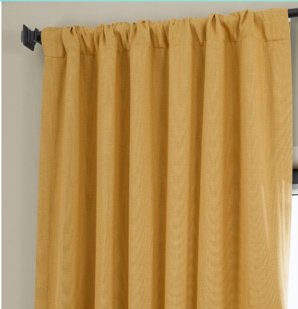 HPD Half Price Drapes Faux Linen Room Darkening Curtains - 96 Inches Long Luxury Linen Curtains for Bedroom & Living Room (1 Panel), 50W X 96L, Dandelion Gold | EZ Auction