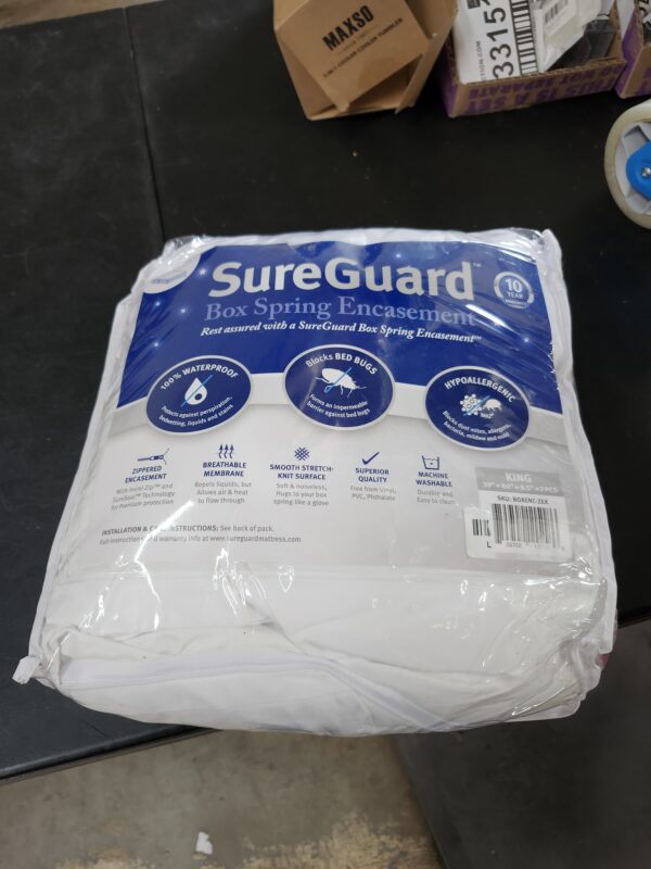 Split King Size SureGuard Box Spring Encasement Pack - 100% Waterproof, Bed Bug Proof, Hypoallergenic - Premium Zippered Six-Sided Covers White | EZ Auction