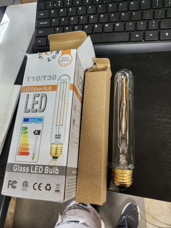 Leools Vintage T9 LED Tube Light Bulbs 40W Equivalent, 2700K Warm White, 400 Lumens, Dimmable Edison Tubular Light Bulbs 4W, Clear Glass, LED Filament Bulb,E26 Standard,4 Pack | EZ Auction