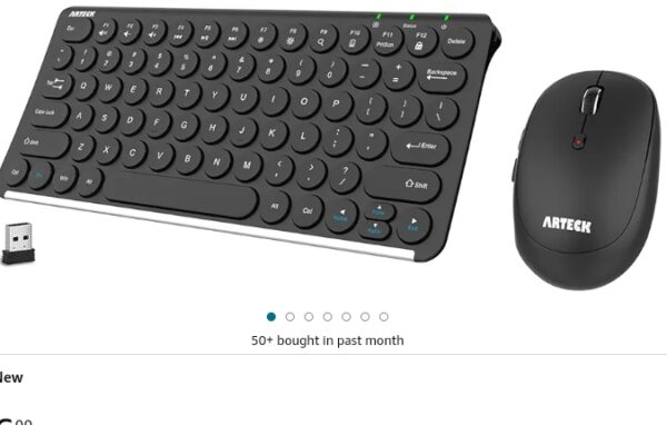 Arteck 2.4G Wireless Keyboard and Mouse Combo Ultra Compact Slim Stainless Full Size Keyboard and Ergonomic Mouse for Computer/Desktop/PC/Laptop and Windows 10/8/7 Build in Rechargeable Battery | EZ Auction