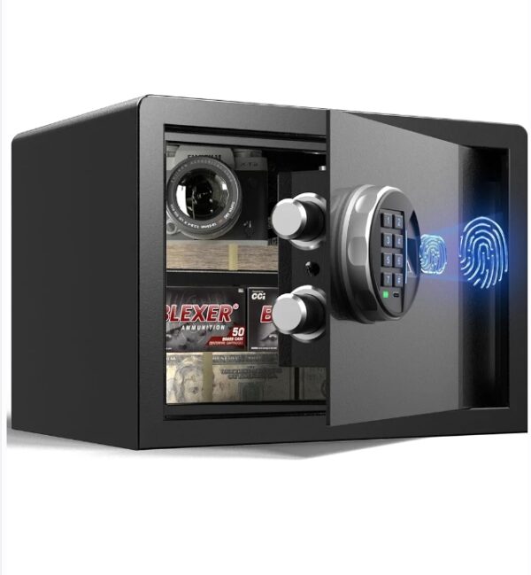 READ THE DESCRIPTION* Biometric Safe Box for Father's Day - (0.80 cu. ft.) Fingerprint Safe with Silent Mode, Backlit Keypad and LED Light, Secure Money Safe Caja Fuerte, Anti-Rust, Anti-Theft, Anti-Pry | EZ Auction