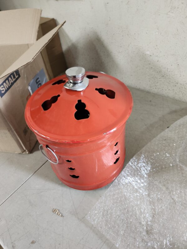 DOITOOL Small Burning Bucket Incinerator Barrel with Lid Incinerator Fire Bin Enamel Fire Cage Works Good to Burn Old Bills, Documents and Paper (10.22 x 10.22 inch) | EZ Auction