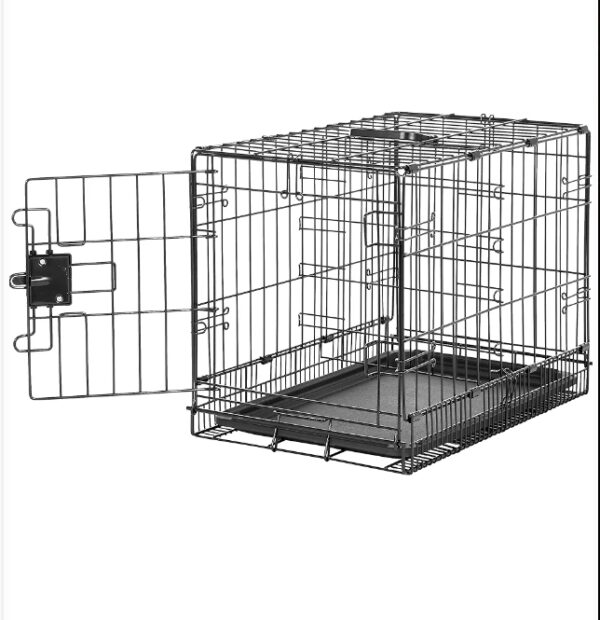 Amazon Basics Durable, Foldable Metal Wire Dog Crate with Tray, Single Door, 22 Inches, Black | EZ Auction