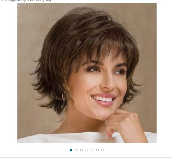 EMMOR Short Brown Human Hair Blend Wig Pixie Cut for Women, Natural Lightweight Hair Layered Style Wigs,Softer/Finer/Lightweight for Every day | EZ Auction