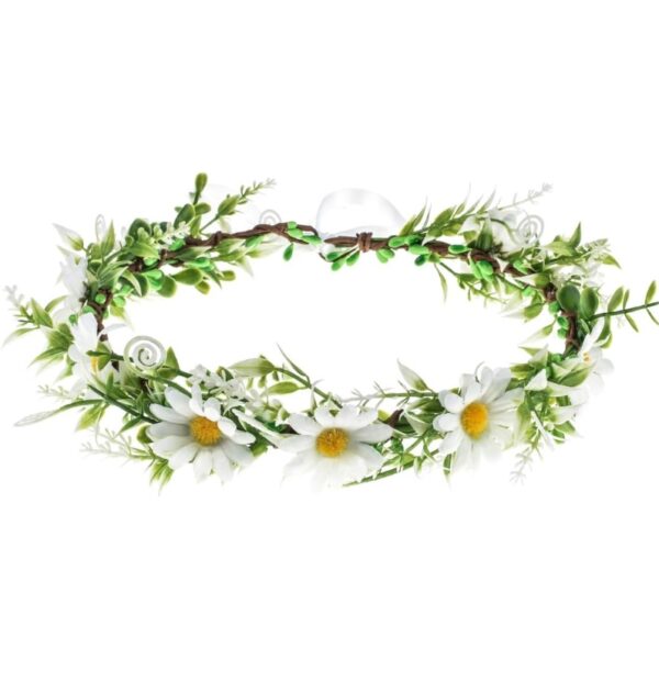 DDazzling Green Leaf Floral Crown Eucalyptus Flower Women Girls Headband Flower Headpiece Bridal Halo Photo Prop (Sunflower White) | EZ Auction