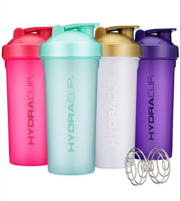 Hydra Cup [4 Pack 45 oz Shaker Bottles for Protein Shakes, Jumbo Shaker Cups w/Ball Blender Whisk, Extra Large Shaker Bottle with Handle, Travel To Go, BPA Free (Bright Colors) | EZ Auction