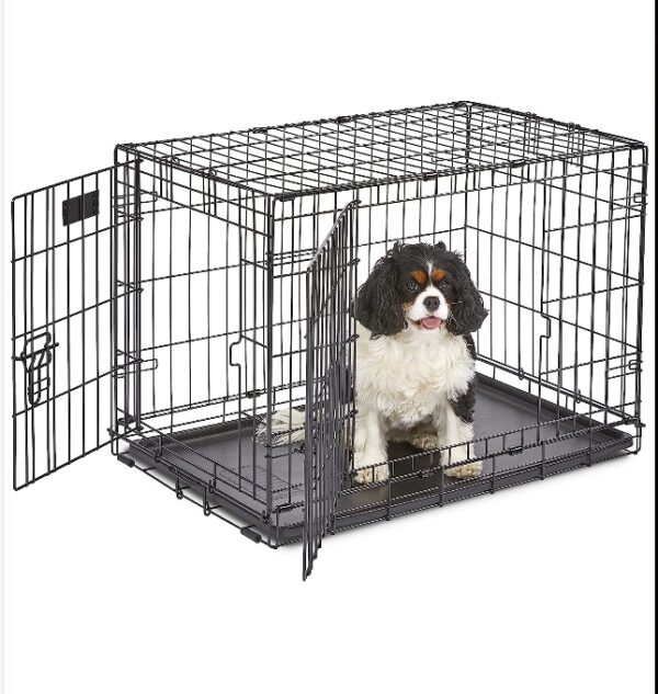 MidWest Homes for Pets Newly Enhanced Double Door iCrate Dog Crate, Includes Leak-Proof Pan, Floor Protecting Feet, Divider Panel & New Patented Features | EZ Auction