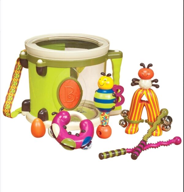 B. toys- Parum Pum Pum- Musical Instruments For Kids – Portable Drum Set – Percussion Toys For Toddlers - Jingle Bell, Tambourine, Maraca & More – 18 Months + | EZ Auction