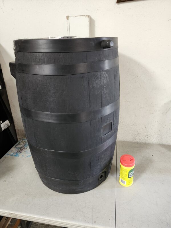 RTS Companies Inc Home Accents 50-Gallon ECO Rain Water Collection Barrel Made with 100% Recycled Plastic Spigot, Black | EZ Auction