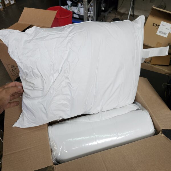 Bed Pillows and Pillow Protector Case 2-Piece Set, Medium Density, Standard - Pack of 2, White, 26"L x 20"W | EZ Auction