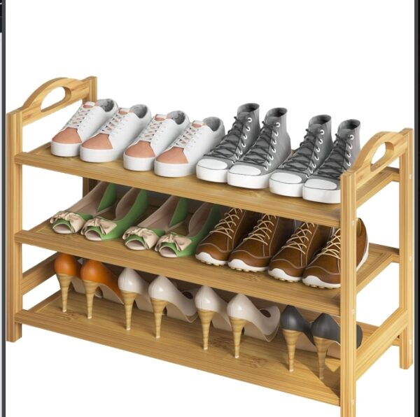 UDEAR Bamboo Shoe Rack 3-Tier Shoe Storage Organizer Entryway Shoe Shelf | EZ Auction