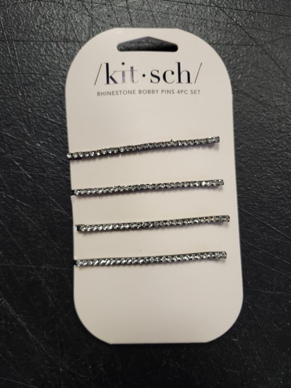 Kitsch Extra Long Rhinestone Bobby Pins - Stylish Hair Pins for Women | Small Crystal Bobby Pins for Thin Hair, Perfect for Styling and Sectioning, Also Ideal for Thick Hair - Set of 4, Hematite | EZ Auction