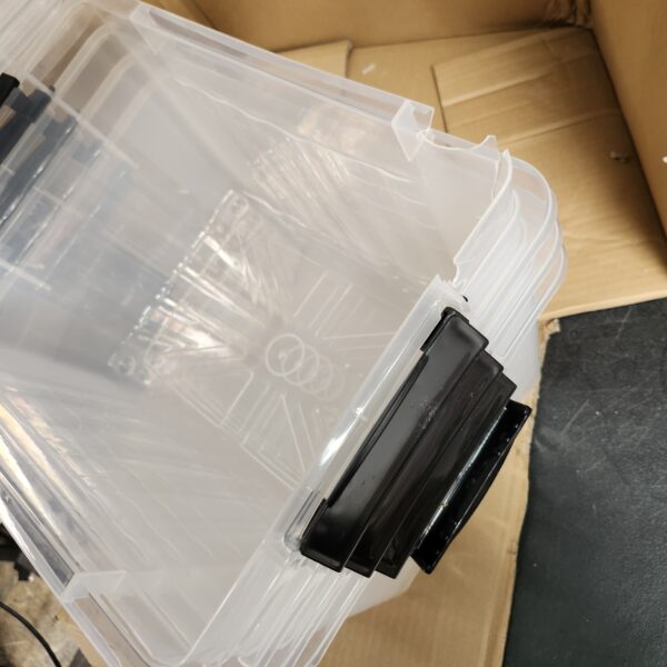 20 L Clear Storage Boxes with Lids, Plastic Lidded Box Bins Set of 4 | EZ Auction