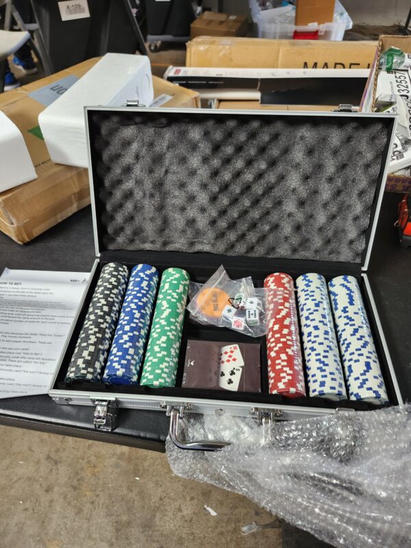 Cardinal Classics, 300-Piece Poker Set with Aluminum Carrying Case & Professional Weight Chips Plus 5 Poker Dice, Casino Game for Adults and Kids Ages 8 and up | EZ Auction