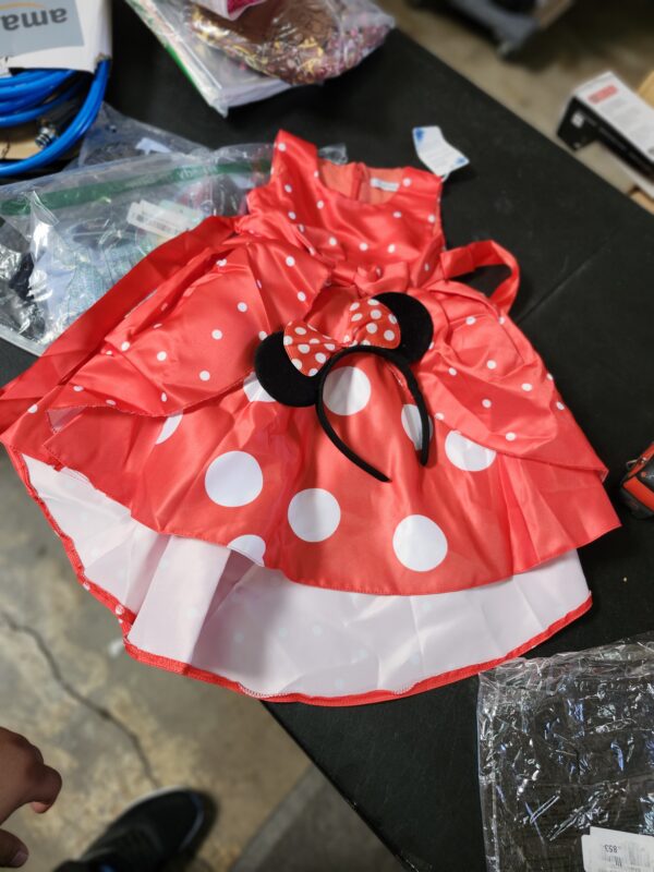 SIZE 18-24 MONTHS Girls Polka Dot Print Party Princess Dress Toddler Elegant Wedding Pageant Dresses Bowknot Mouse Ears Headwear | EZ Auction