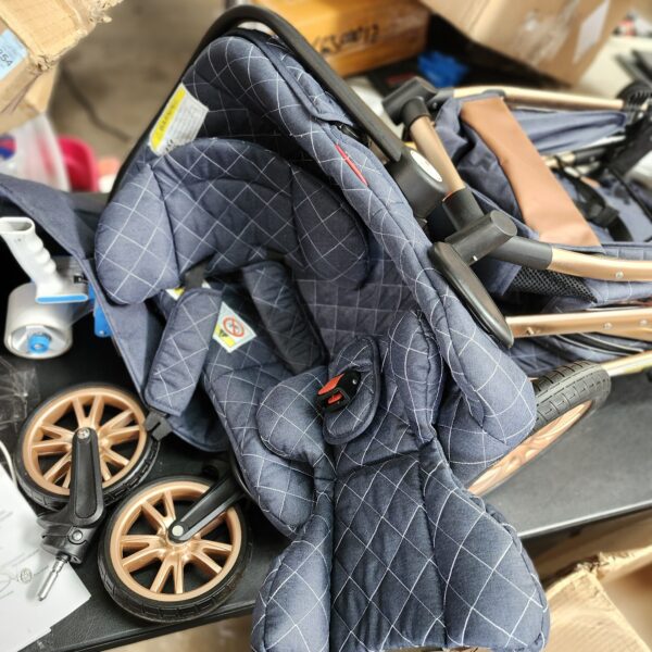 3 in 1 Baby Travel System Reversible Baby Stroller Pushchair Portable Baby Standard Pram Buggy Baby Carriage Foldable Luxury Baby High Landscape Pram for Toddler Newborn (UDV9-BLUE with Base) | EZ Auction