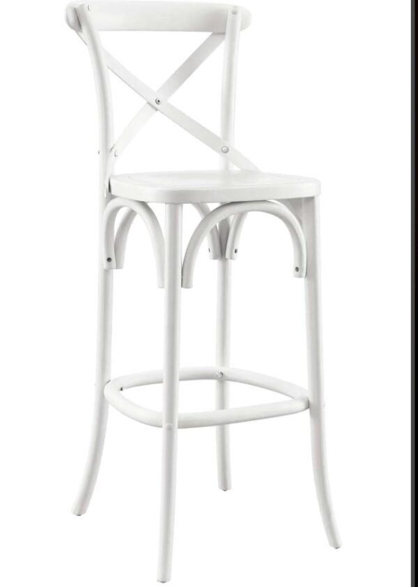 2 PCS Gear X-Back Wood Bar Stool in White | EZ Auction