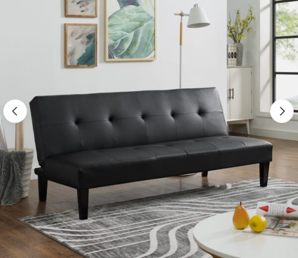 Button Tufted Futon Sofa Bed by Naomi Home Black | EZ Auction