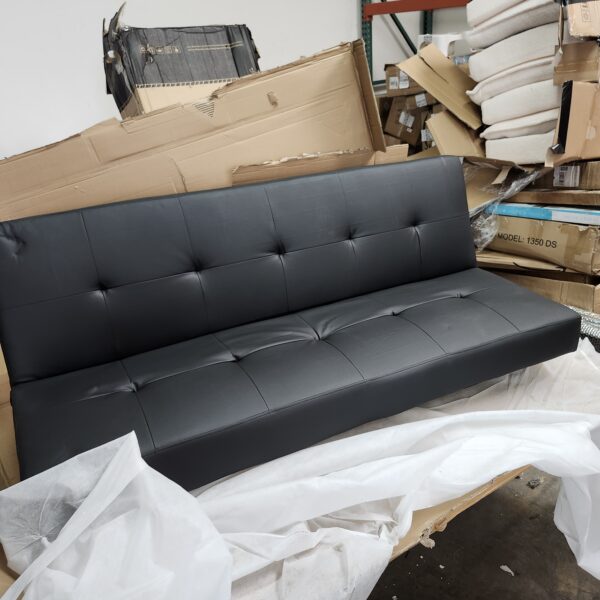 Button Tufted Futon Sofa Bed by Naomi Home Black | EZ Auction