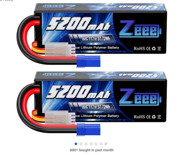 Zeee 11.1V 80C 5200mAh 3S Lipo Battery with EC5 Connector Hardcase Battery for RC Car Boat Truck Helicopter Airplane Racing Models(2 Packs) | EZ Auction