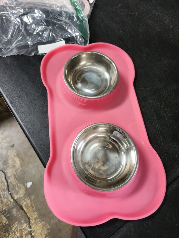 AsFrost Dog Food Bowls Stainless Steel Pet Bowls & Dog Water Bowls & Cat Bowls for Food and Water No-Spill Non-Skid Silicone Mat, Feeding Bowls with Dog Bowl Mat for Dogs Cat Dood Dish, Pink, 12oz | EZ Auction